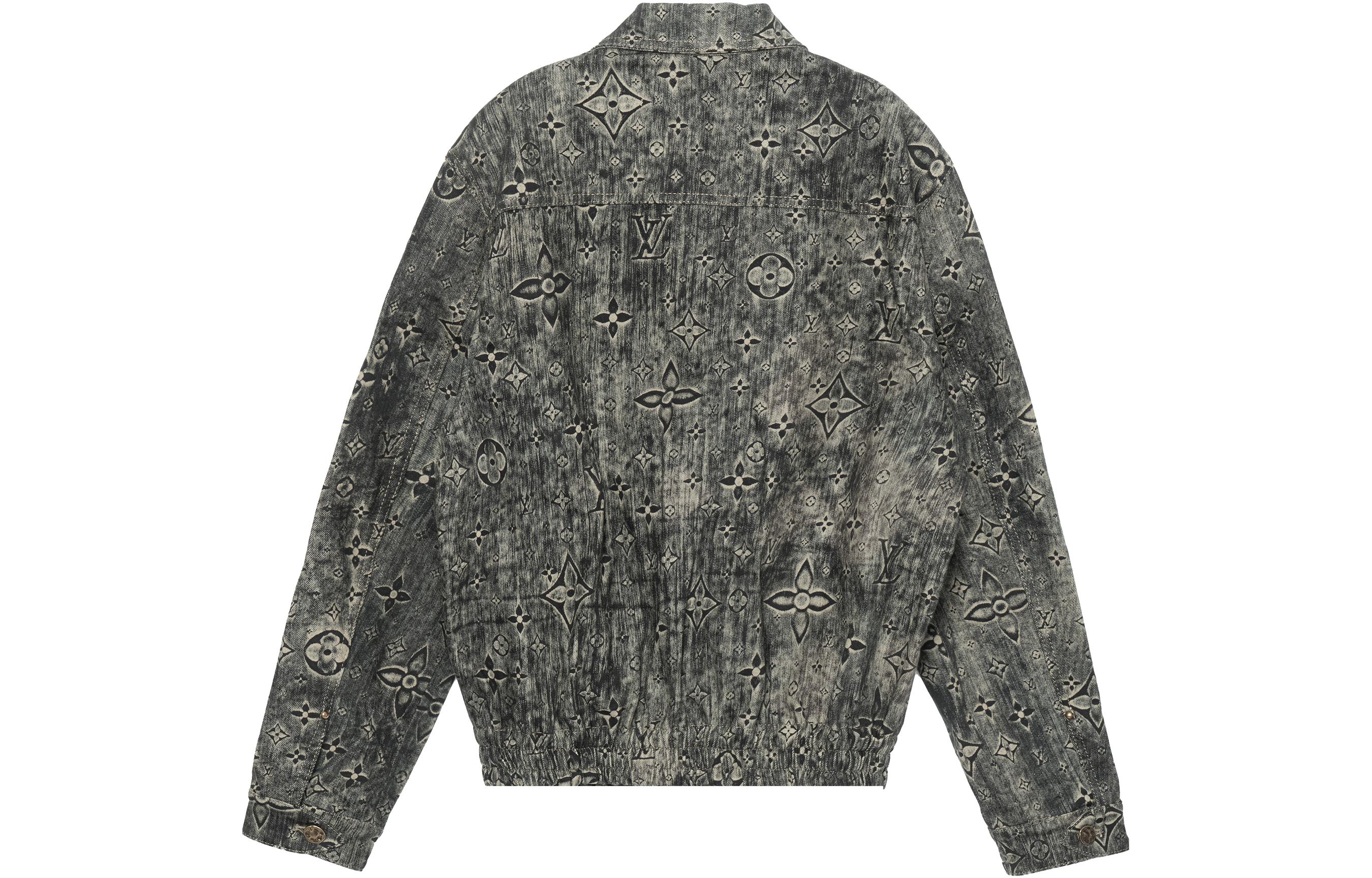 Sizing LOUIS VUITTON Jaket Denim Abu-Abu Lengan Panjang dengan Kancing Logo. 1AATFU