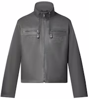 LOUIS VUITTON Grey Embroidered Zip-Up High-Neck Jacket 1AA4K7 LOUIS VUITTON Grey Embroidered Zip-Up High-Neck Jacket 1AA4K7