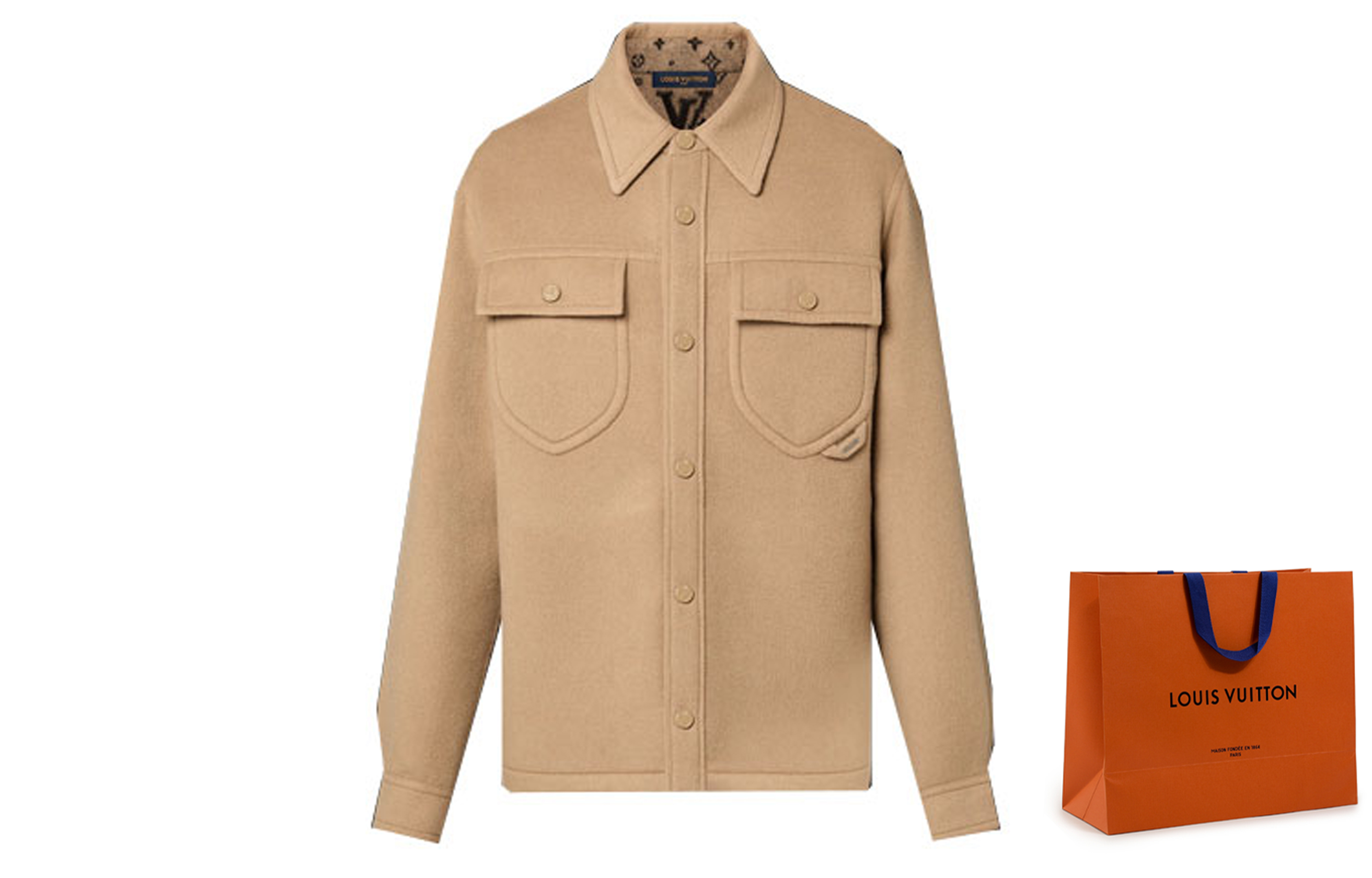 LOUIS VUITTON  Khaki Button Pocket Collar Jacket 1AFA42 圖 8