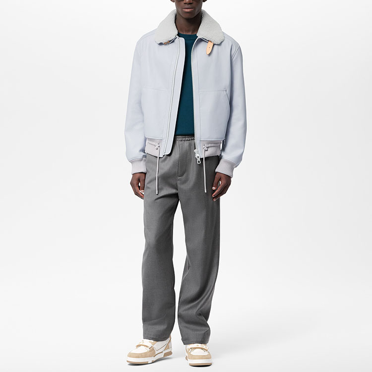 Lookbook LOUIS VUITTON  Leather Aviator Jacket Grey 1AA7EU