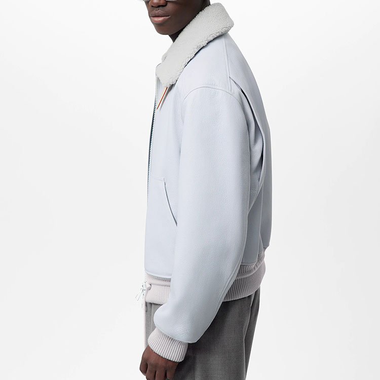 Sizing LOUIS VUITTON  Leather Aviator Jacket Grey 1AA7EU