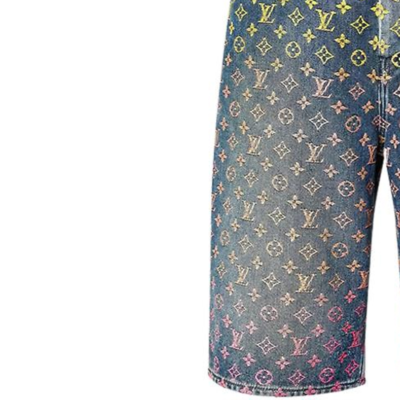 Purchase 루이 비통 로고 자카드 지퍼 데님 반바지. 1AB928