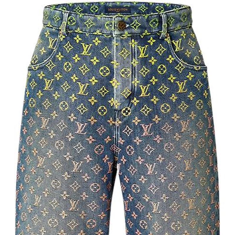 Sizing 루이 비통 로고 자카드 지퍼 데님 반바지. 1AB928