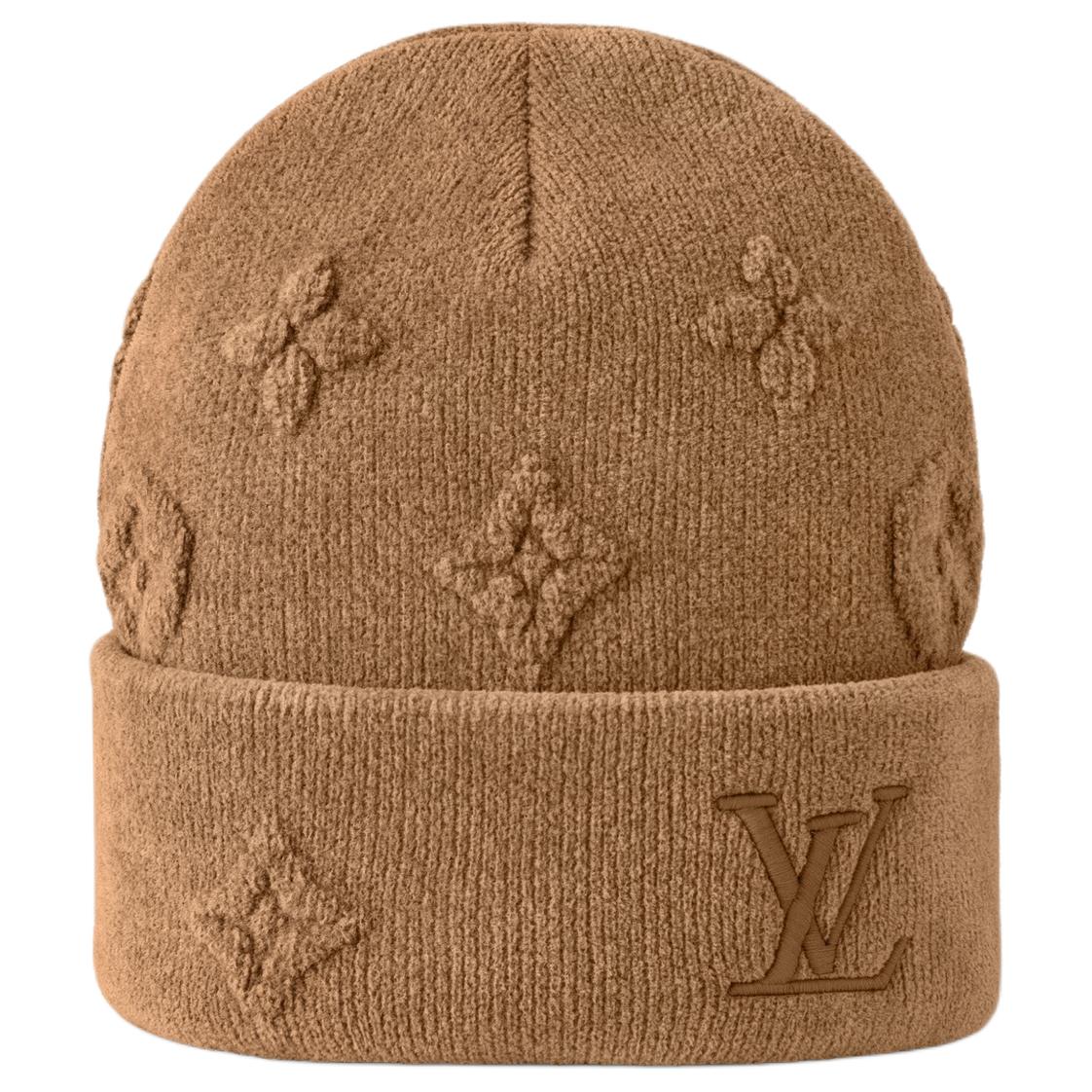 LOUIS VUITTON  Logo Knitted Beanie Nylon Cotton Blend Beige. M96252