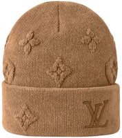 LOUIS VUITTON Logo Knitted Beanie Nylon Cotton Blend Beige. M96252 LOUIS VUITTON Logo Knitted Beanie Nylon Cotton Blend Beige. M96252