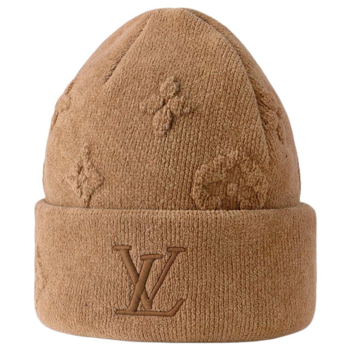 Lookbook 루이비통 로고 니트 비니 나일론 코튼 혼합 베이지. M96252