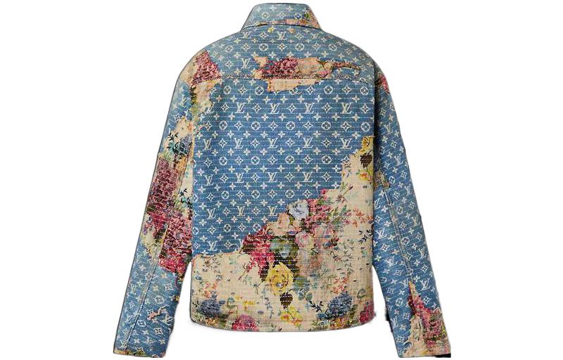 Lookbook LOUIS VUITTON Jaket Denim Patchwork Logo Biru Lengan Panjang 1AAGQG