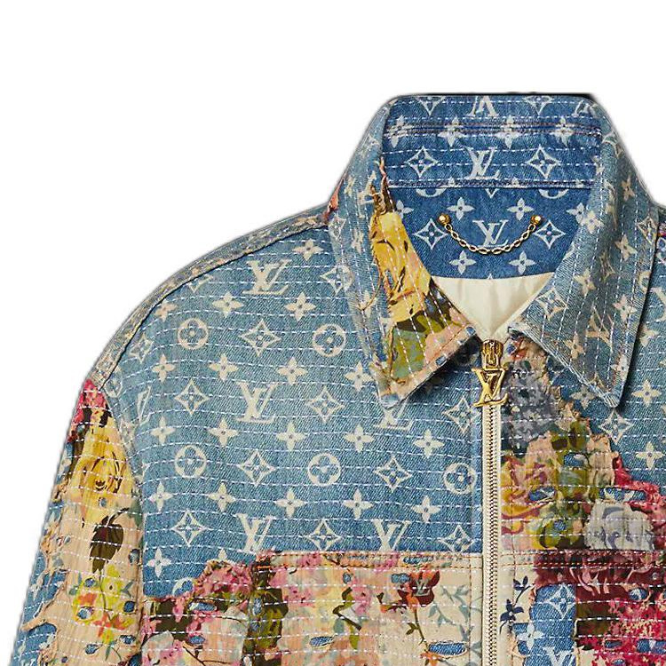 Details for LOUIS VUITTON Jaket Denim Patchwork Logo Biru Lengan Panjang 1AAGQG