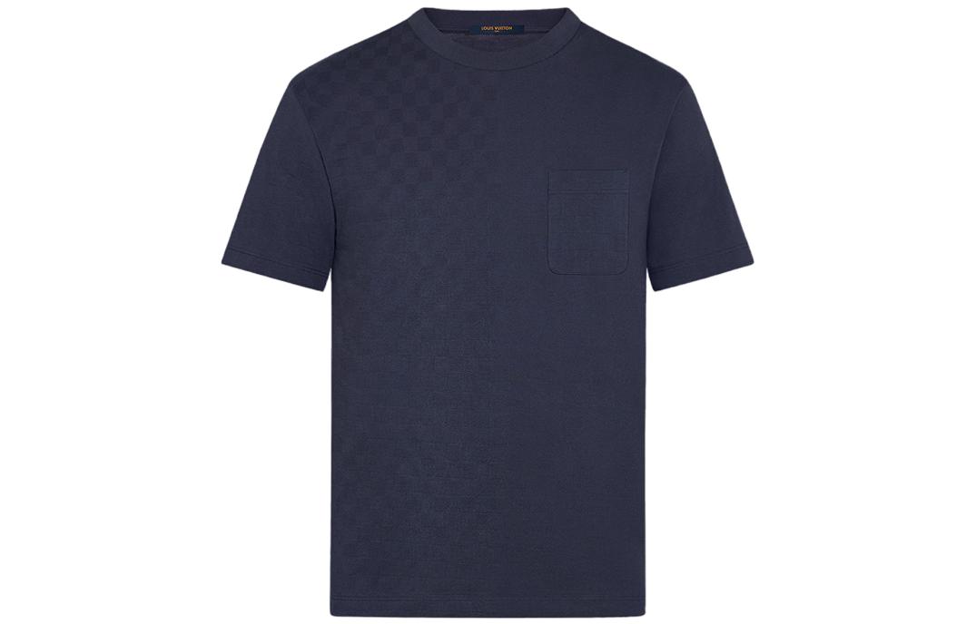 Buy LOUIS VUITTON  Navy Blue Solid Pocket Crewneck Casual T-Shirt. 1A7XE1