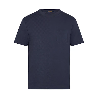 LOUIS VUITTON Navy Blue Solid Pocket Crewneck Casual T-Shirt. 1A7XE1
