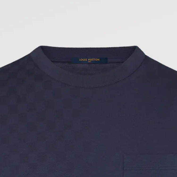Shop LOUIS VUITTON  Navy Blue Solid Pocket Crewneck Casual T-Shirt. 1A7XE1