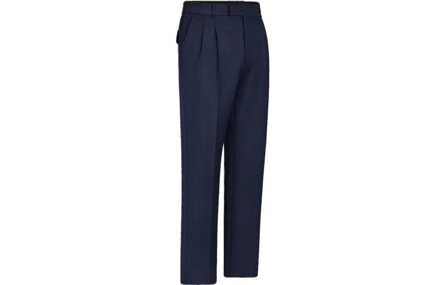 Shop LOUIS VUITTON Pantalones Casuales Azul Marino Rectos de Pierna Plisada 1A5DCO
