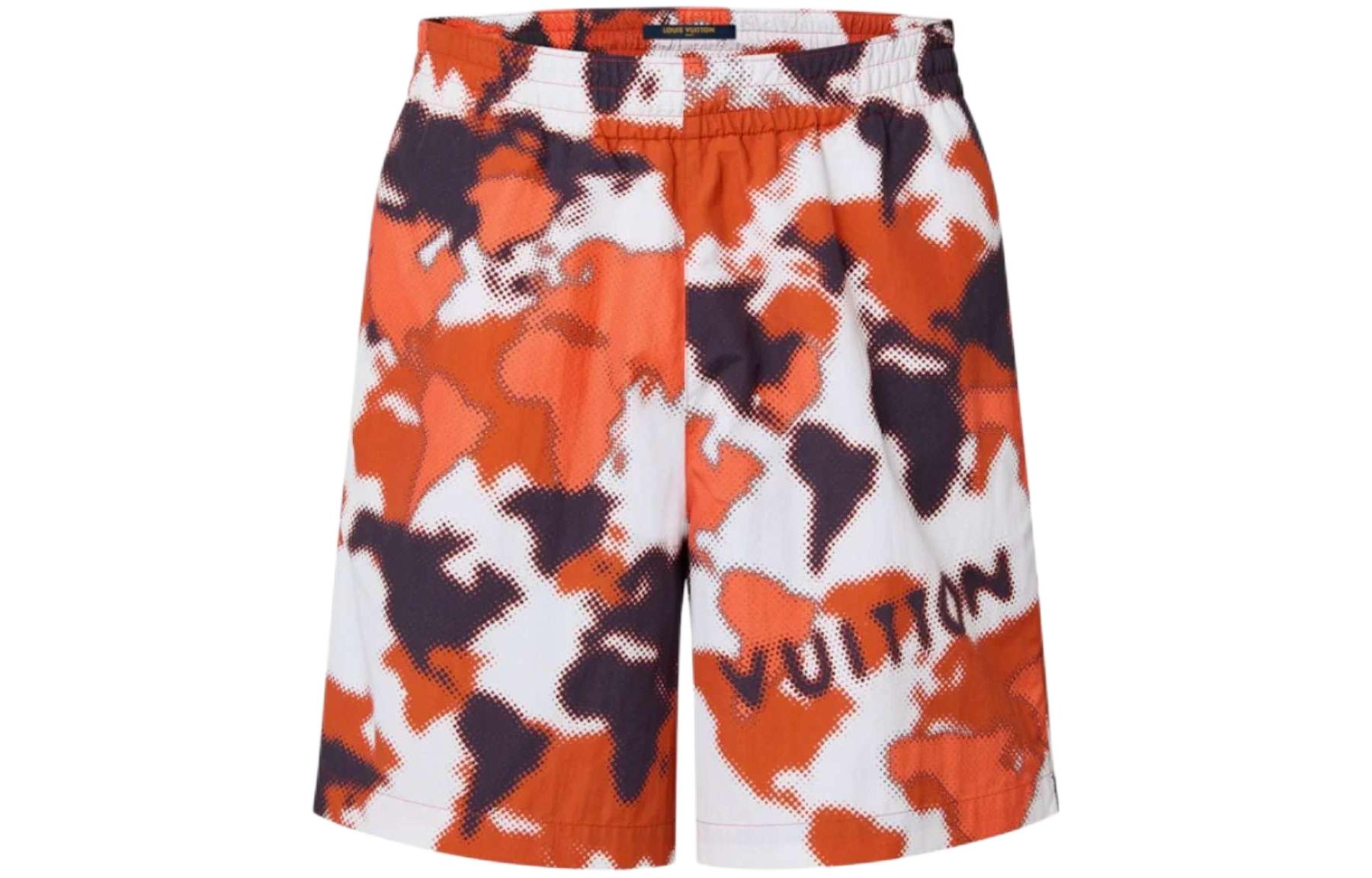 Louis Vuitton  Orange Camo Monogram Straight-Leg Shorts 1AFAY6