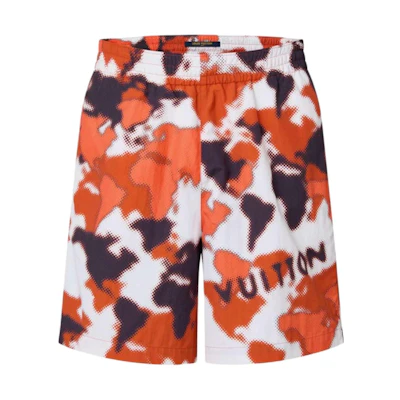 Louis Vuitton Orange Camo Monogram Straight-Leg Shorts 1AFAY6
