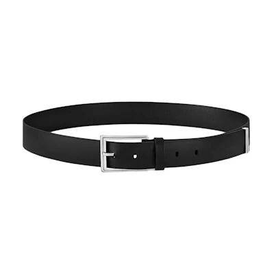 LOUIS VUITTON Original Black Leather Belt with Pin Buckle 3.5CM Wide. M8837T