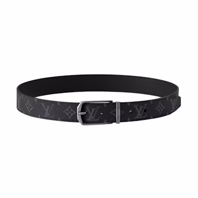 LOUIS VUITTON Original Design Leather Belt Black 3.5CM M4112