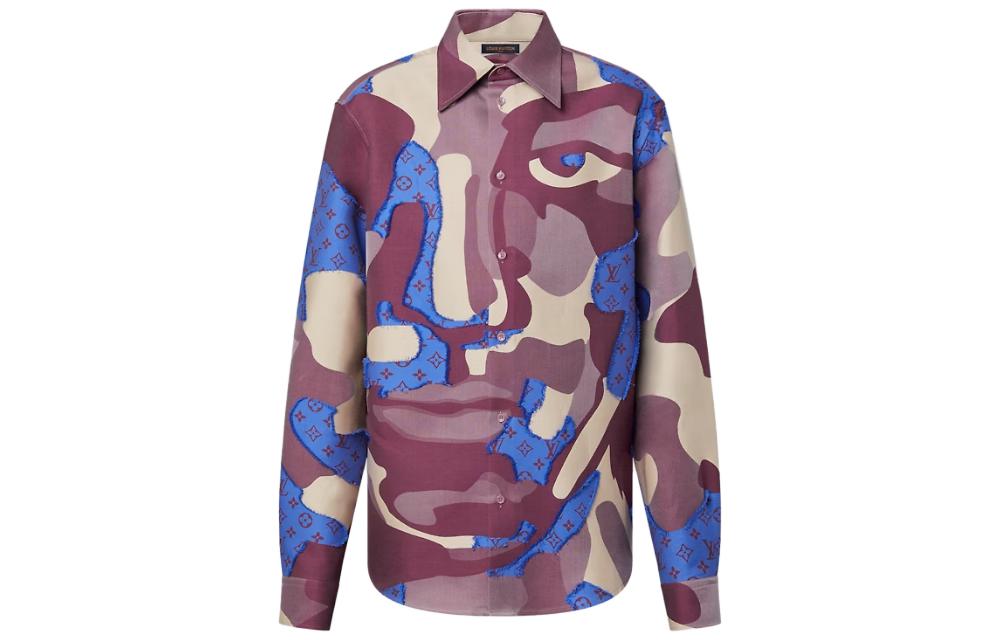 LOUIS VUITTON  Printed Cotton Fil Coupe Button-Up Overshirt Floral Design 1ABY4J