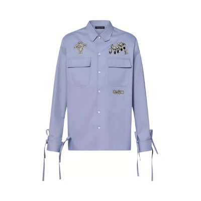 LOUIS VUITTON Purple Long-Sleeve Shirt with Music Note Print. 1AATK9