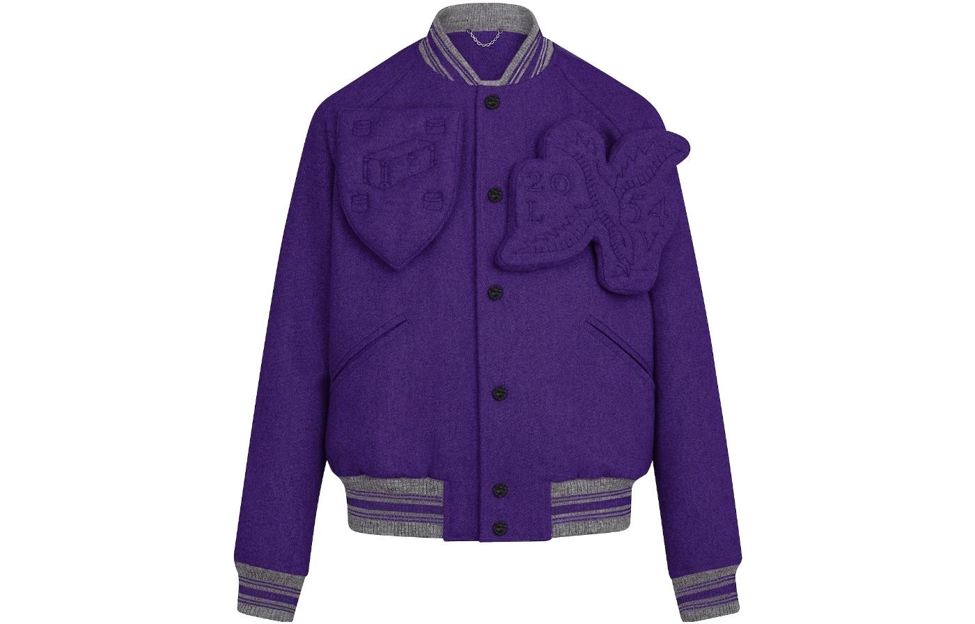 Louis Vuitton  Purple Striped Single-Breasted Baseball Jacket. 1A5Q84