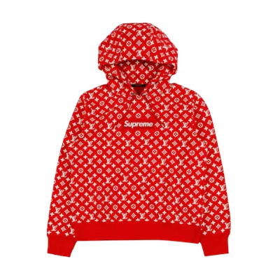 Louis Vuitton Red Logo Printed Hoodie Long Sleeve 1A3FBT