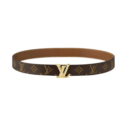 LOUIS VUITTON Reversible Leather Coated Canvas Belt Brown 3CM Wide M4048