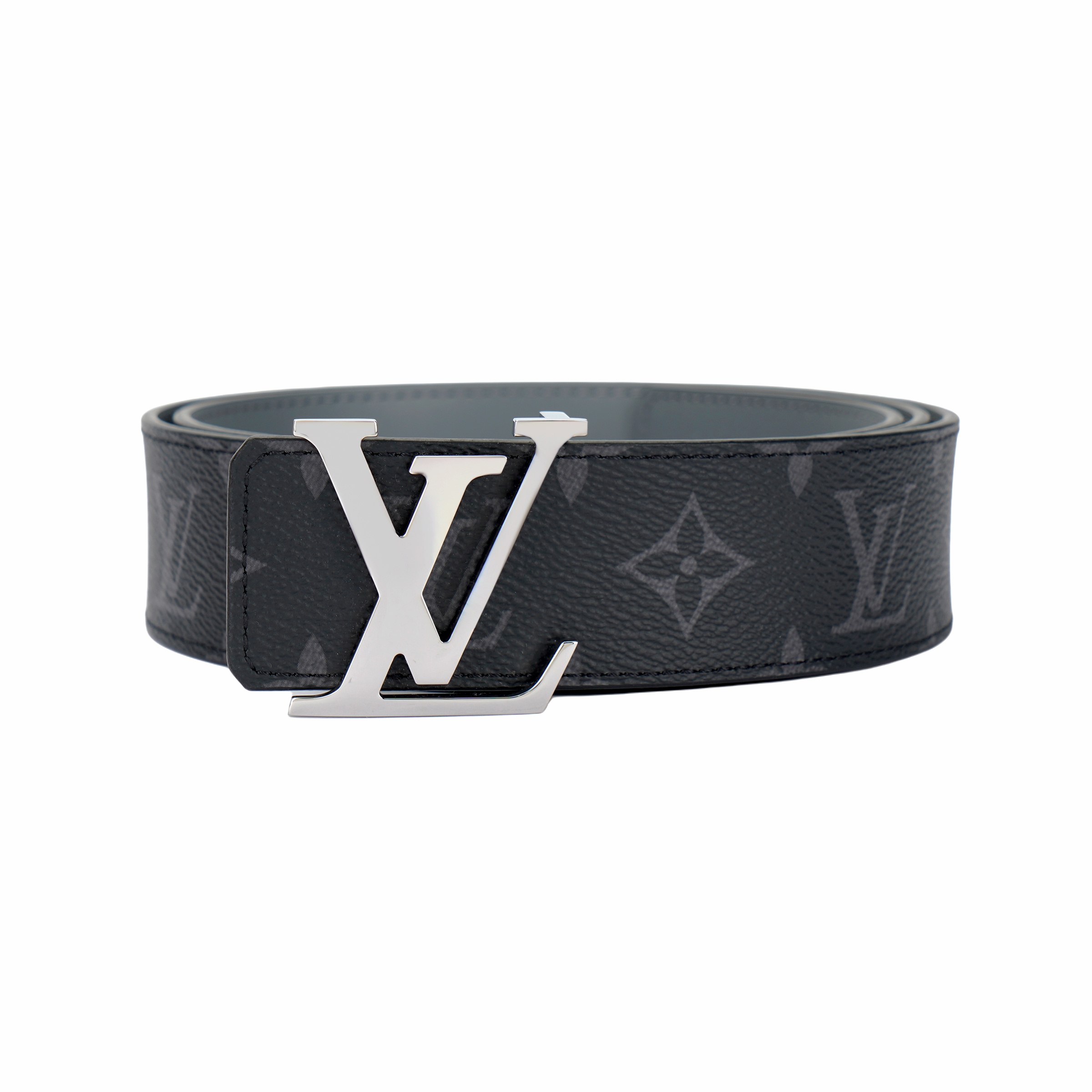 LOUIS VUITTON  Reversible Monogram Leather Belt Black/Grey 4cm Width M0535