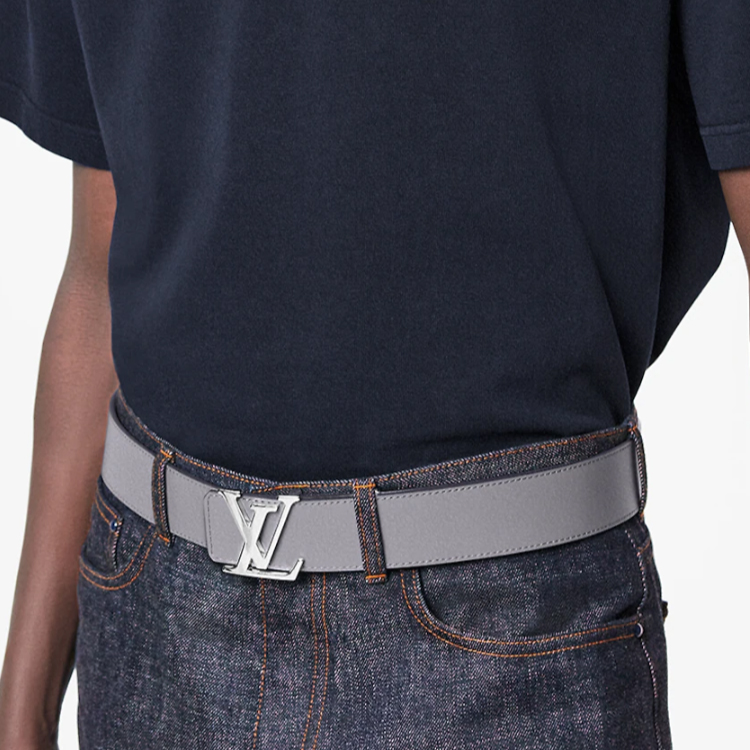 Shop 路易威登可双面佩戴Monogram皮革腰带 黑色/灰色 4厘米宽 M0535
