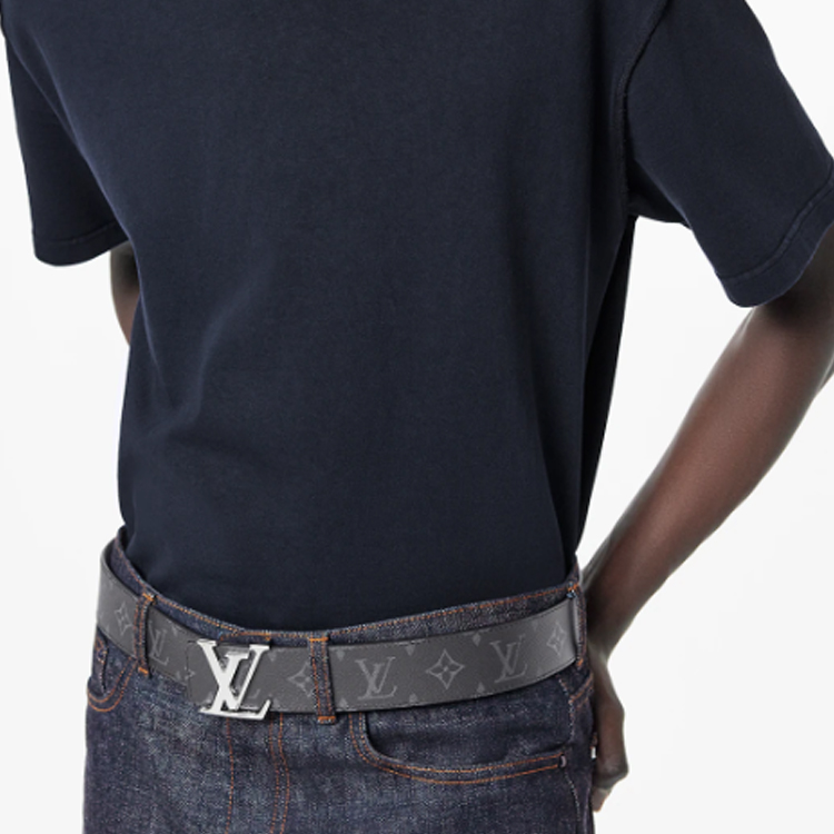 Purchase 路易威登可双面佩戴Monogram皮革腰带 黑色/灰色 4厘米宽 M0535