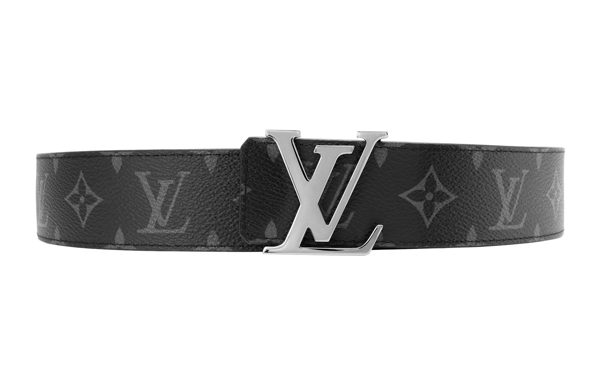 LOUIS VUITTON  Reversible Monogram Leather Canvas Belt Black/Grey 4cm M0535U