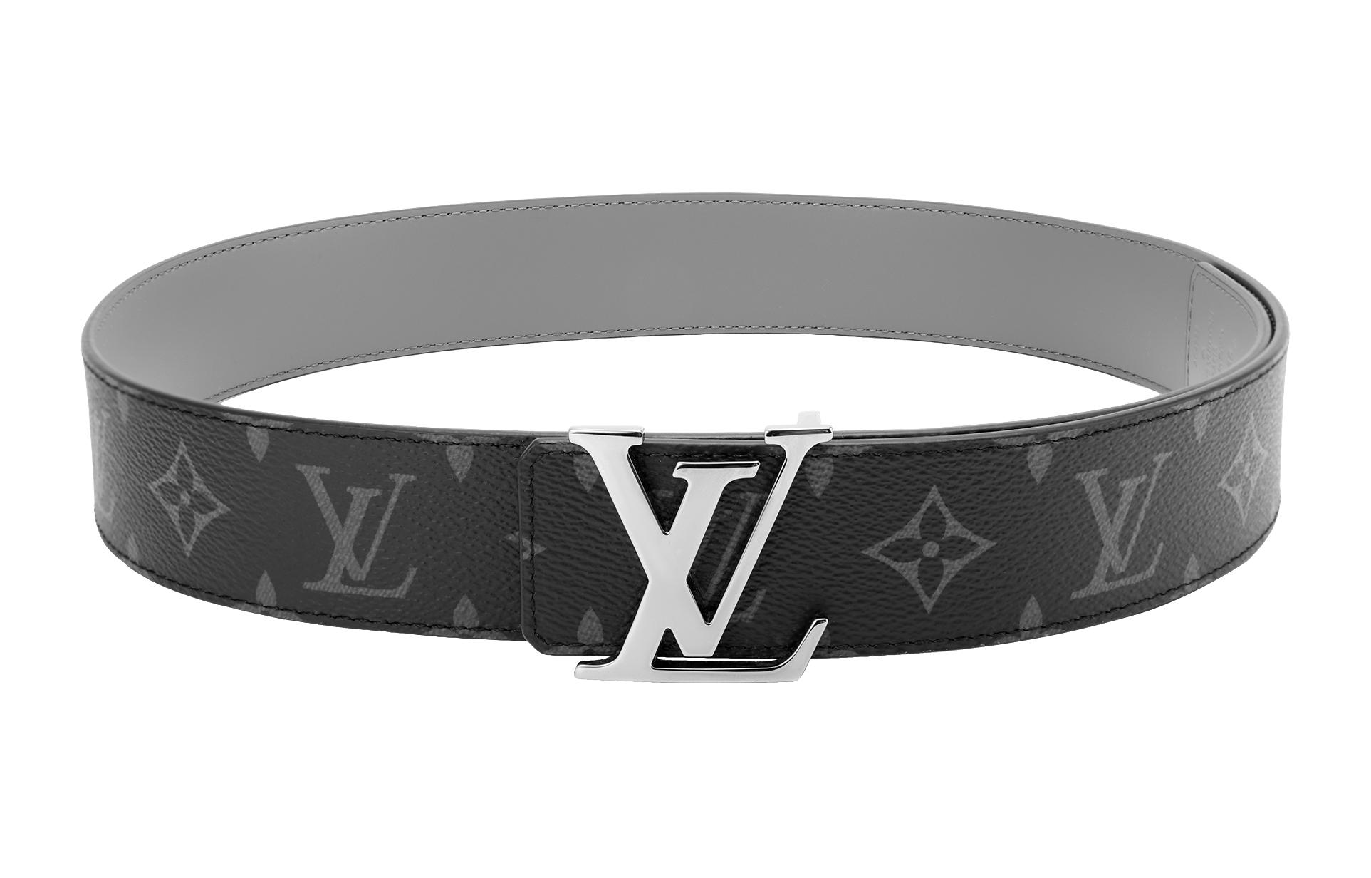 Lookbook 路易威登可翻转男士皮革帆布腰带 黑色/灰色 4厘米 M0535U