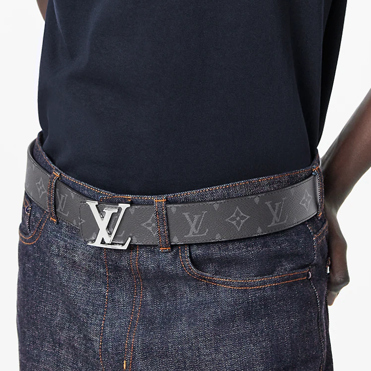 Details for 路易威登可翻转男士皮革帆布腰带 黑色/灰色 4厘米 M0535U