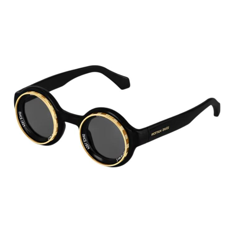 Louis Vuitton  Round Black Metal Acetate Sunglasses Early Spring 25. Z2598U