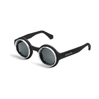 LOUIS VUITTON Round Sunglasses Black with Logo Details Plastic Rubber. Z2386U