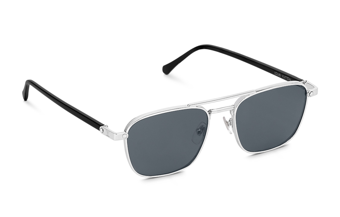 Louis Vuitton  Silver Alloy Aviator Sunglasses with Side Logo Engraving Z1942U