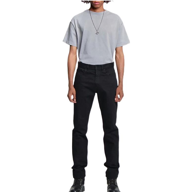 Lookbook 루이 비통 슬림핏 블랙 진 지퍼 및 사이드 포켓 팬츠 1A5W0H