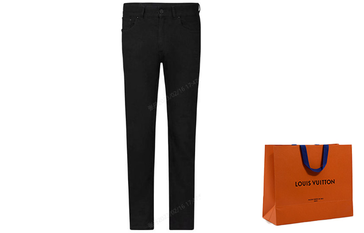 Cheap 루이 비통 슬림핏 블랙 진 지퍼 및 사이드 포켓 팬츠 1A5W0H