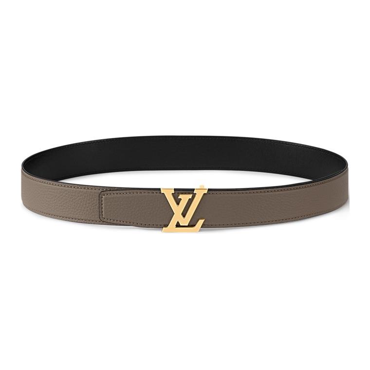 LOUIS VUITTON  Solid Color Leather Belt Grey 3.5cm M8717U