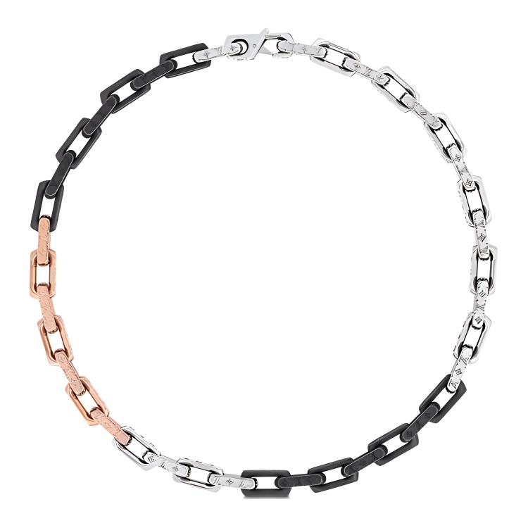 LOUIS VUITTON  Stainless Steel Necklace with Intricate Cutout Design. M01190