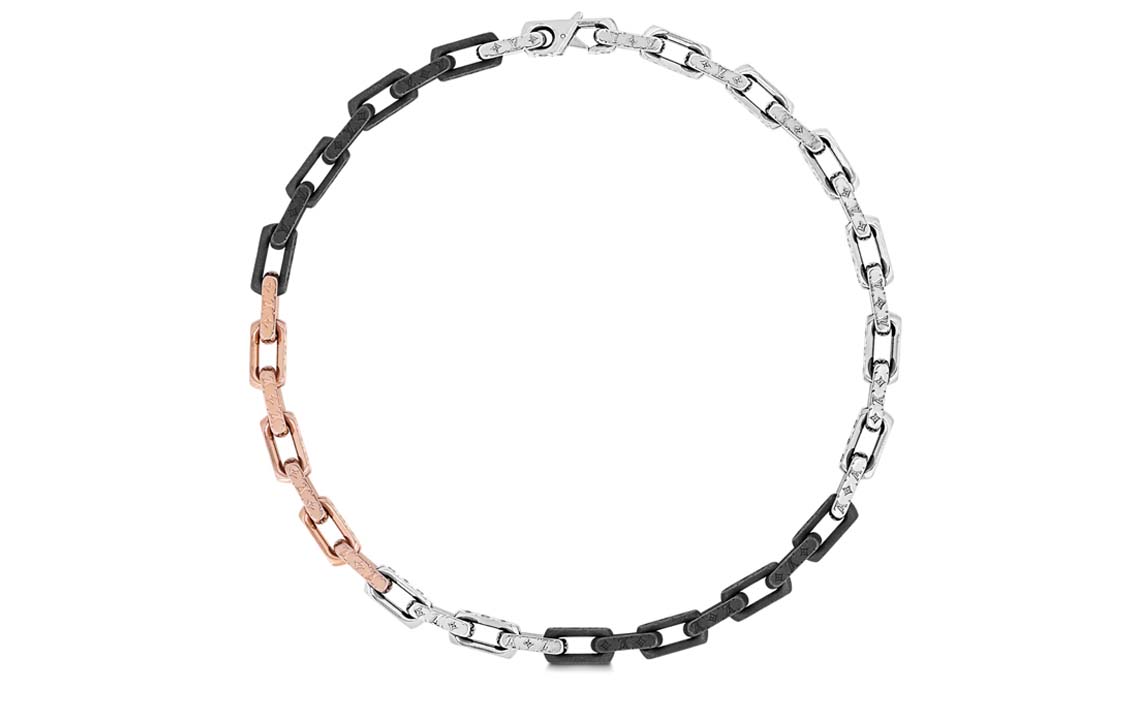 LOUIS VUITTON  Stainless Steel Necklace with Intricate Cutout Design. M01190 圖 2