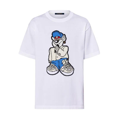 LOUIS VUITTON White Cartoon Print Crew Neck T-Shirt Short Sleeve. 1AATLF