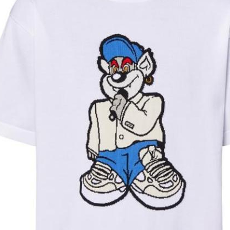 LOUIS VUITTON  White Cartoon Print Crew Neck T-Shirt Short Sleeve. 1AATLF 圖 5