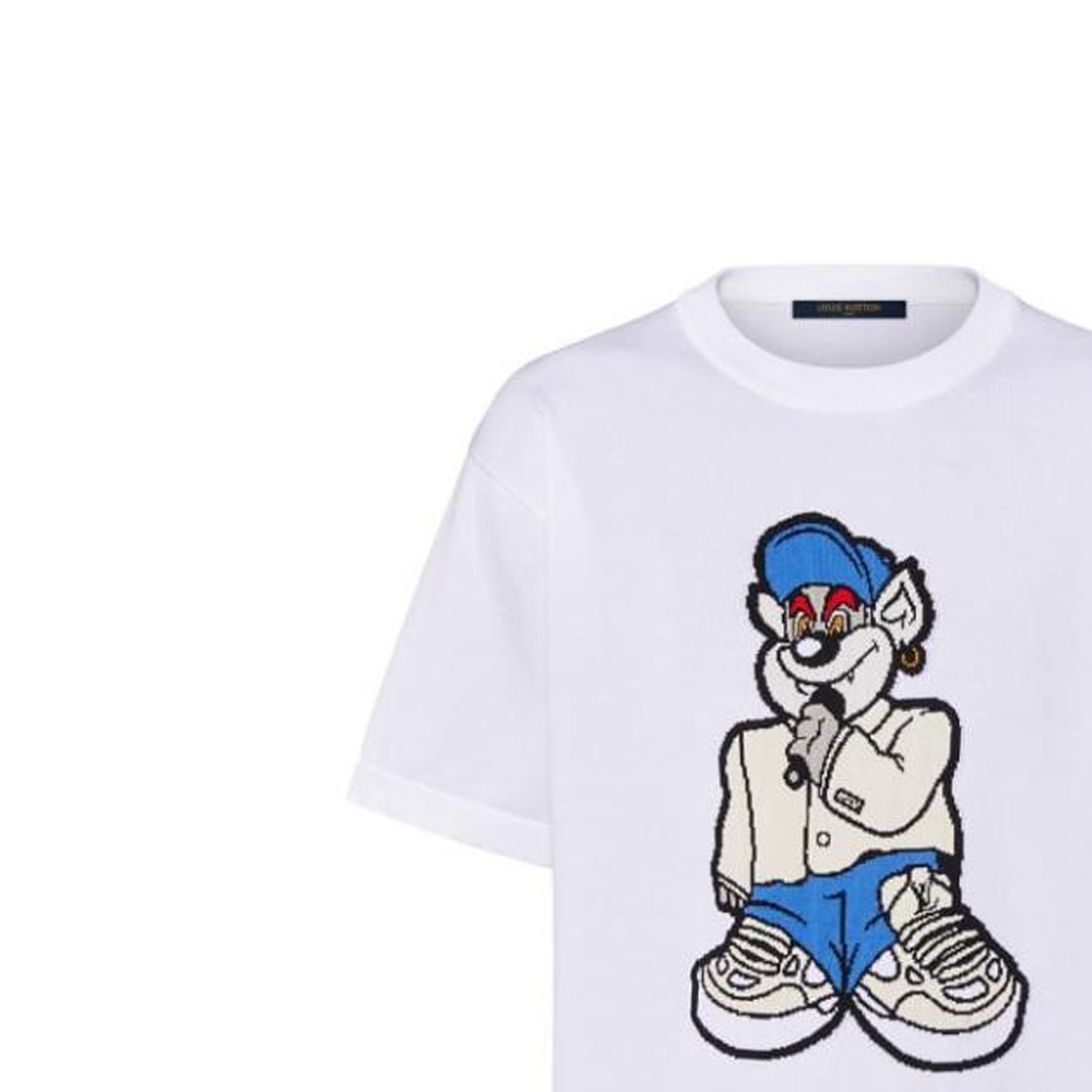 LOUIS VUITTON  White Cartoon Print Crew Neck T-Shirt Short Sleeve. 1AATLF 圖 7