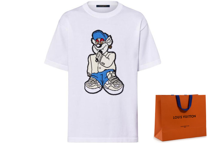 LOUIS VUITTON  White Cartoon Print Crew Neck T-Shirt Short Sleeve. 1AATLF 圖 8