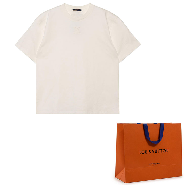 LOUIS VUITTON  White Crewneck Logo T-Shirt Casual Short Sleeve 1AA5E0 圖 4