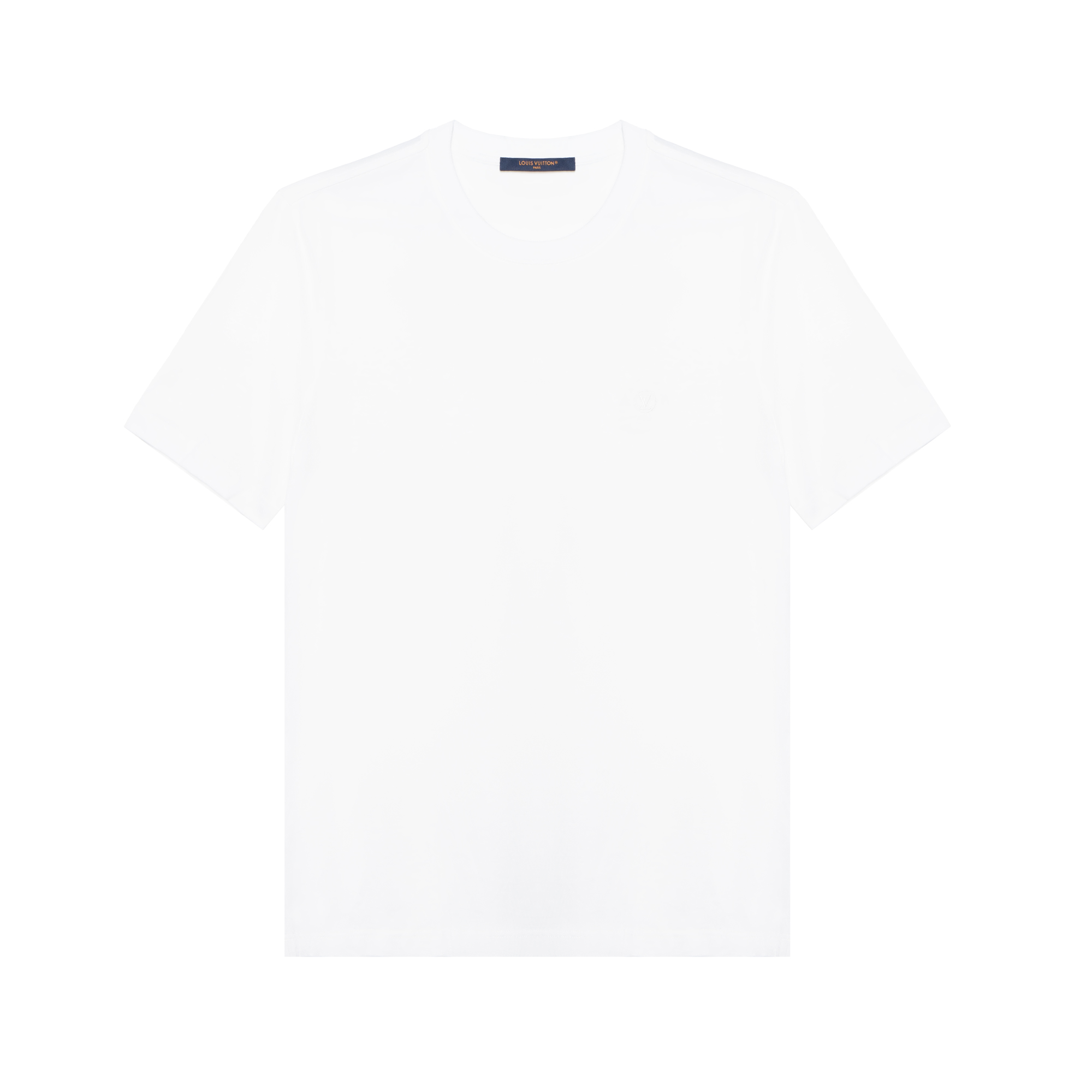 LOUIS VUITTON  White Crewneck T-Shirt with Solid Logo Embroidery. 1A1SAU