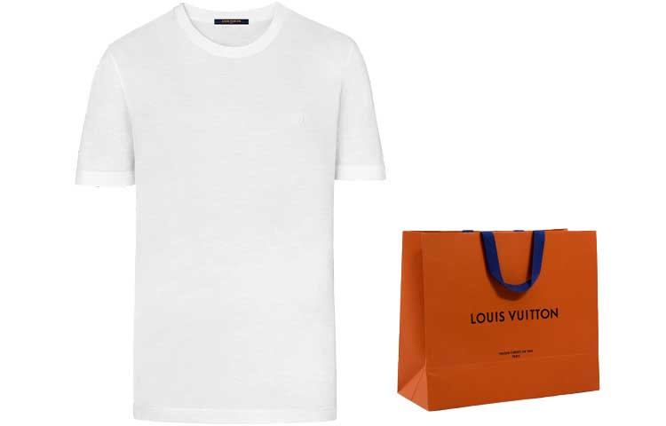 Sizing Camiseta Blanca Cuello Redondo LOUIS VUITTON con Bordado de Logo. 1A1SAU