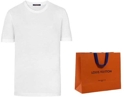 Camiseta Blanca Cuello Redondo LOUIS VUITTON con Bordado de Logo. 1A1SAU Sizing Camiseta Blanca Cuello Redondo LOUIS VUITTON con Bordado de Logo. 1A1SAU
