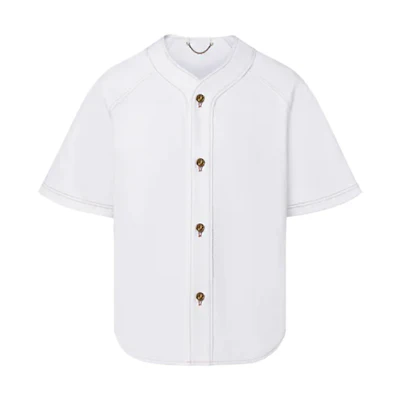 LOUIS VUITTON White Embossed Monochrome Short Sleeve Shirt 1A9GTA