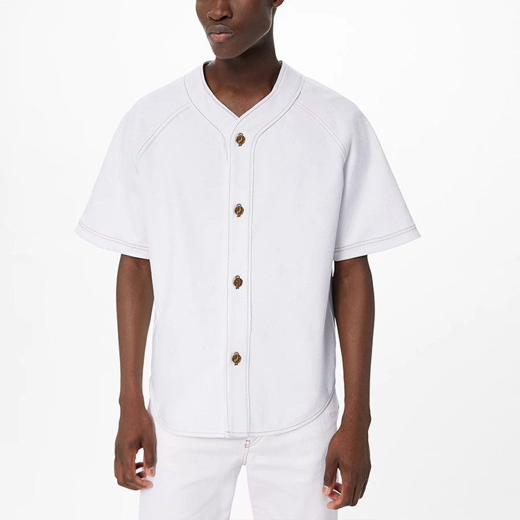 LOUIS VUITTON  White Embossed Monochrome Short Sleeve Shirt 1A9GTA 圖 5