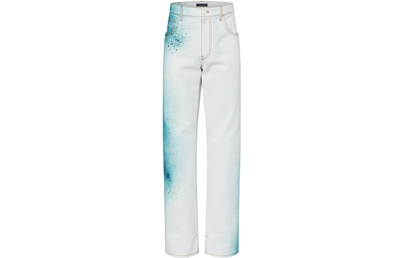 Order LOUIS VUITTON  White Logo Printed Washed Loose Straight Jeans. 1AATIL